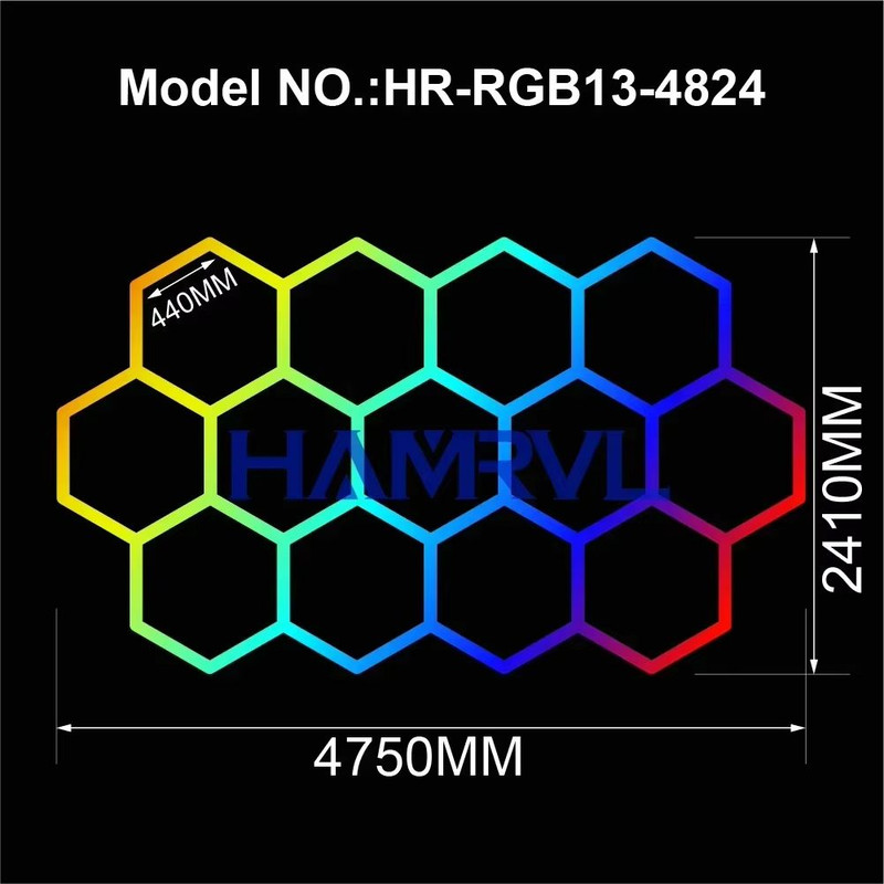 RGB Hexagon LED Garage Light With Remote Honeycomb Ceiling Panel For Workshops Game Rooms More 26