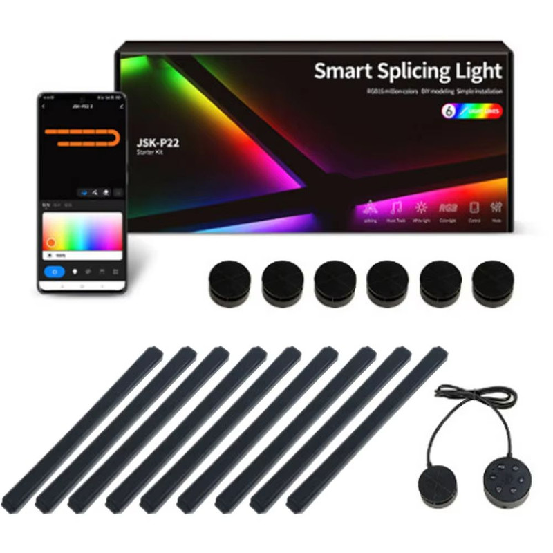 RGB DIY Splicing Wall Light VoiceControlled Smart Ambience Lamp For Gaming Rooms Bedroom Decor 7