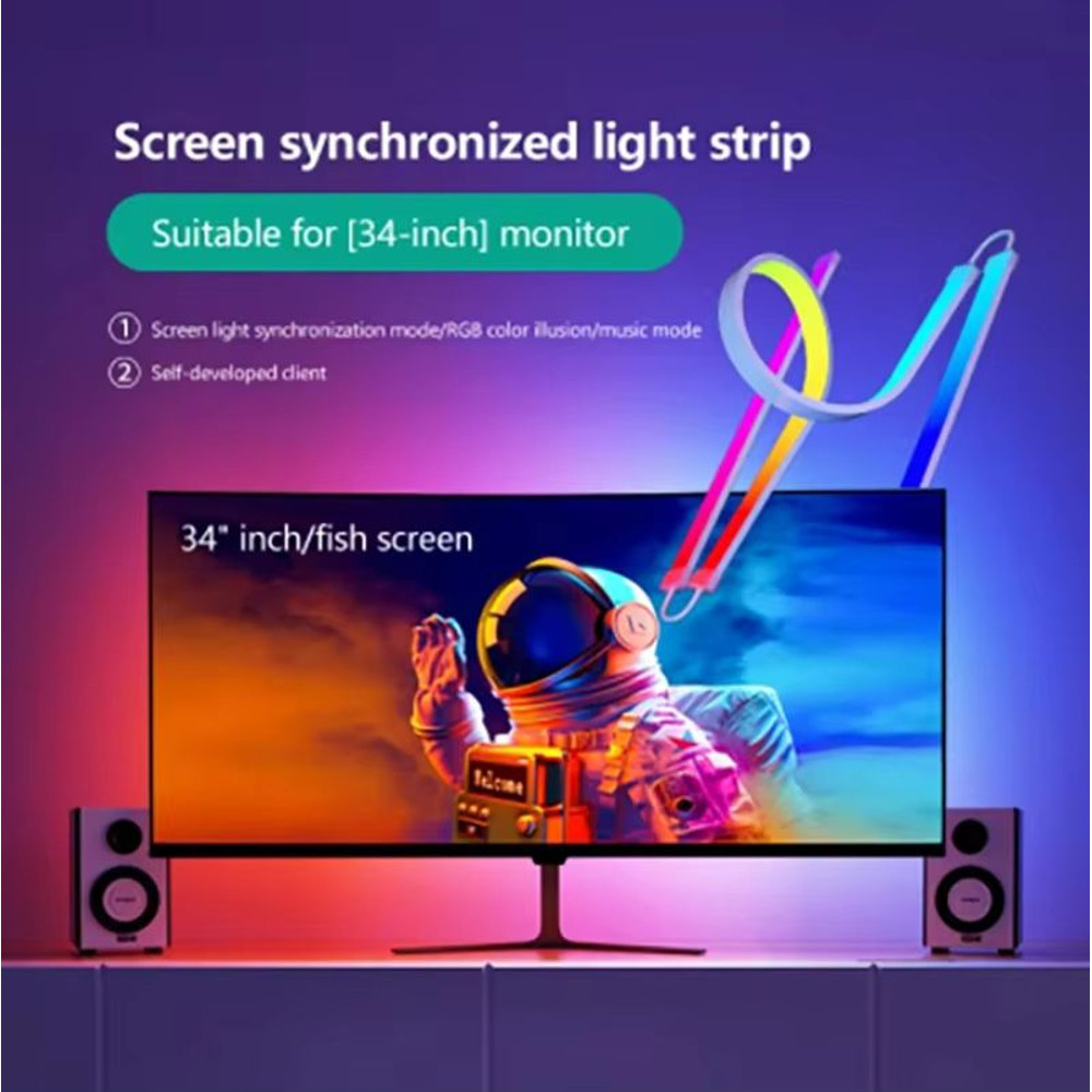 Skydimo 24 Inch Smart Ambient Monitor Backlight RGBIC Screen Sync LED Strip With Music Sync LED Ba 7
