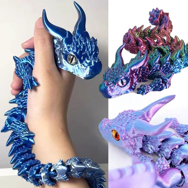 Movable 3D Printed Dragon Toy Articulated Fidget Desk Ornament For Stress Relief Gifting 0