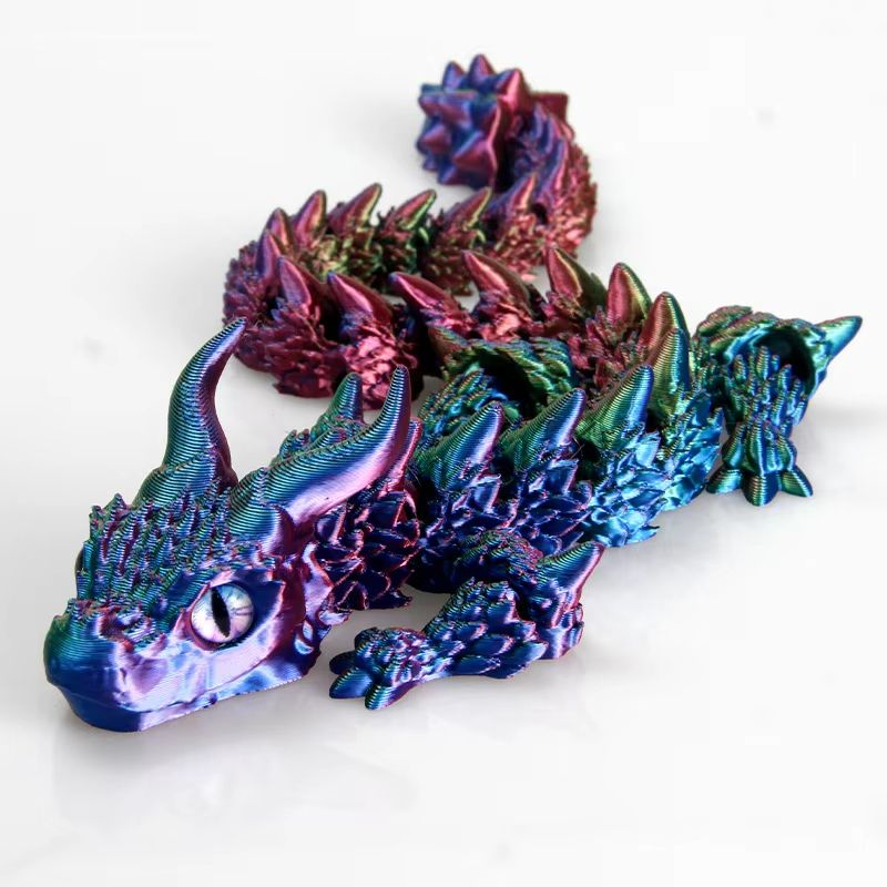 Movable 3D Printed Dragon Toy Articulated Fidget Desk Ornament For Stress Relief Gifting 8