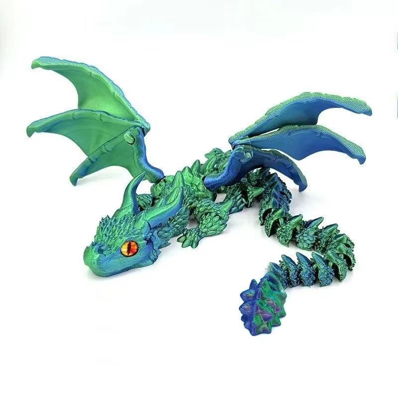 Movable 3D Printed Dragon Toy Articulated Fidget Desk Ornament For Stress Relief Gifting 15