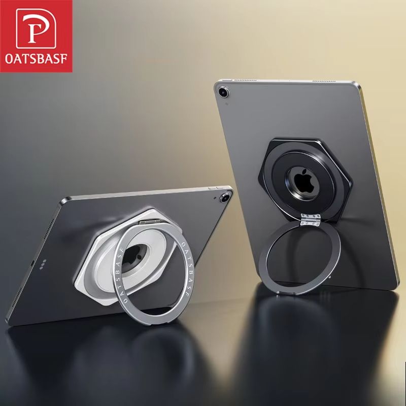 Oatsbasf Magnetic Tablet Ring Stand 360 Rotatable Adhesive Metal Bracket 1