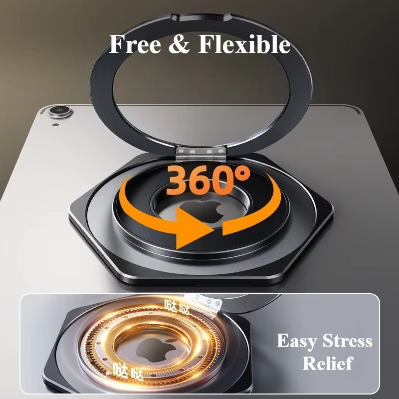 Oatsbasf Magnetic Tablet Ring Stand 360 Rotatable Adhesive Metal Bracket 2