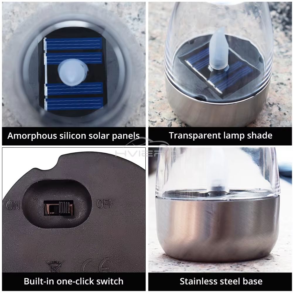 SolarGlow Stainless Steel Candle Light Ambient Solar LED Decor For Outdoor Evenings 4