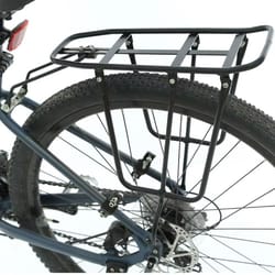 all tough bike rear rack – disc brake compatible mountain bike cargo rack with heavy duty shelf