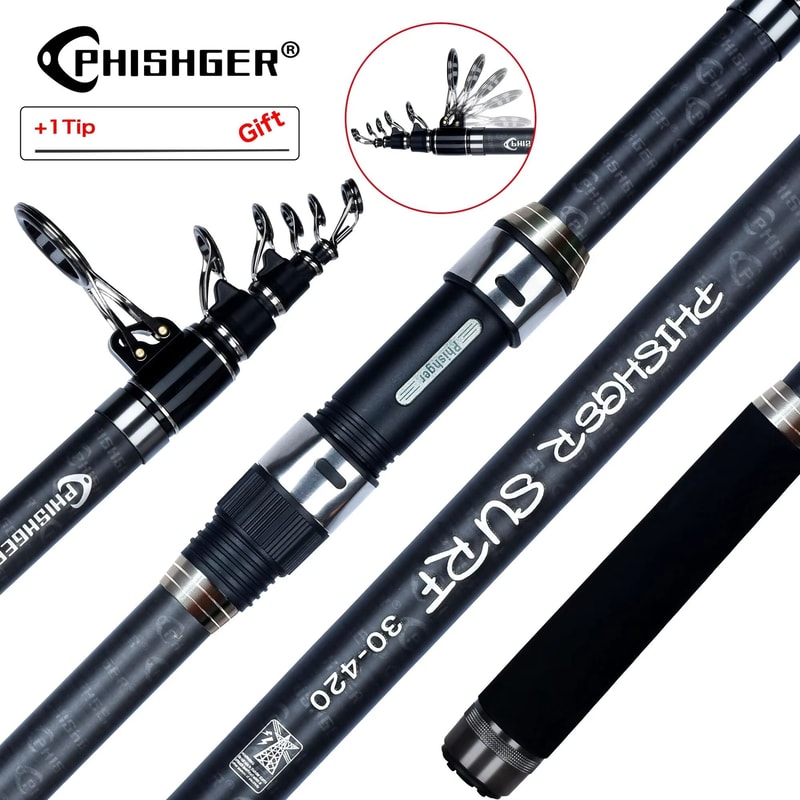 PHISHGER Carbon Telescopic Surf Fishing Rod TravelReady Power For LongDistance Shore Casting 0