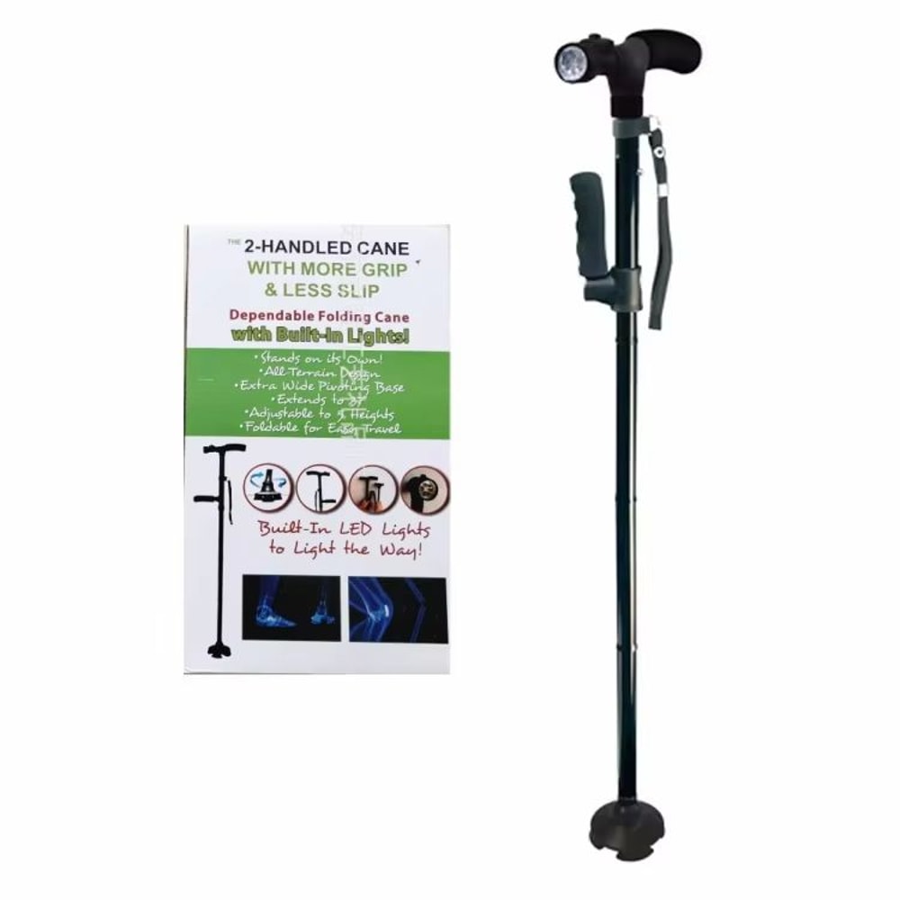 Adjustable Folding Walking Cane With LED Light Lightweight AntiSlip Support For Seniors 7