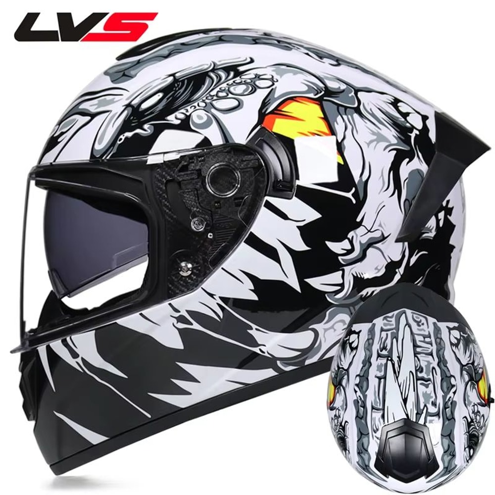 AllSeason FullFace Motorcycle Helmet With Double Visor Winter Warm Racing Protection 9