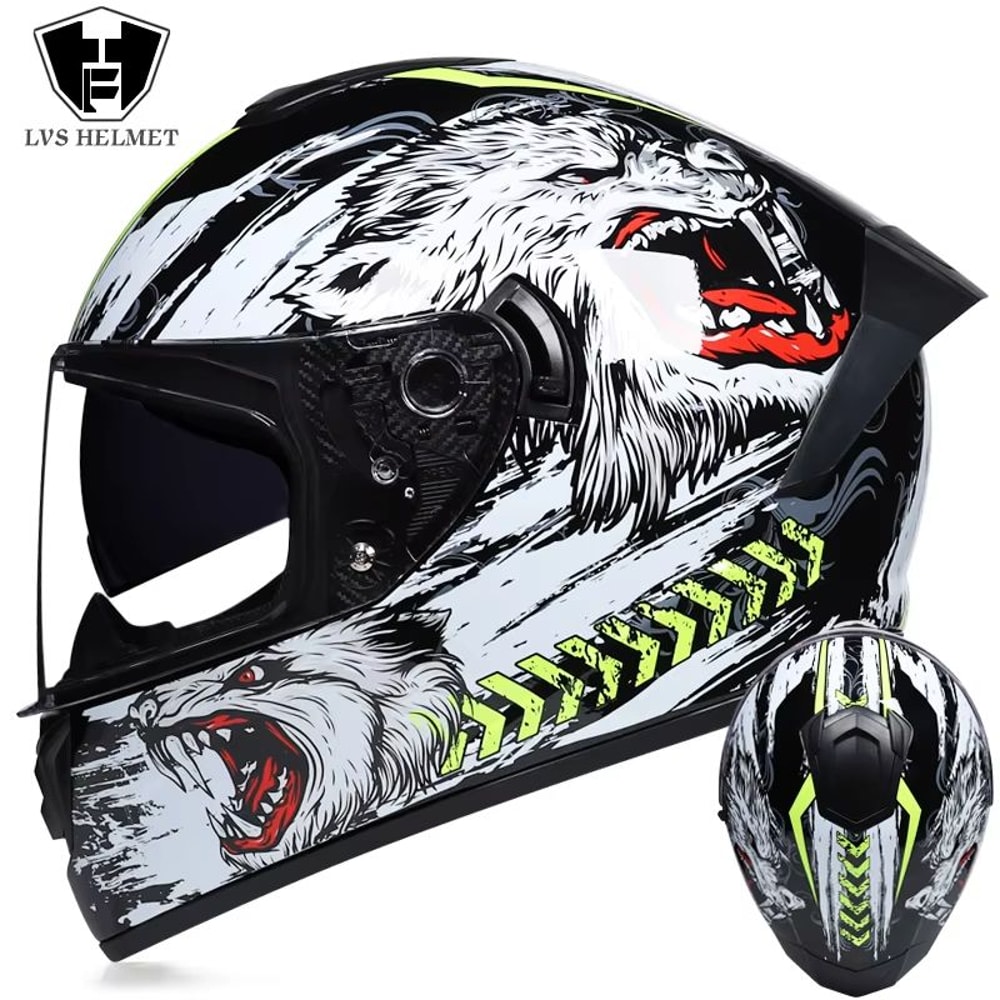 AllSeason FullFace Motorcycle Helmet With Double Visor Winter Warm Racing Protection 8