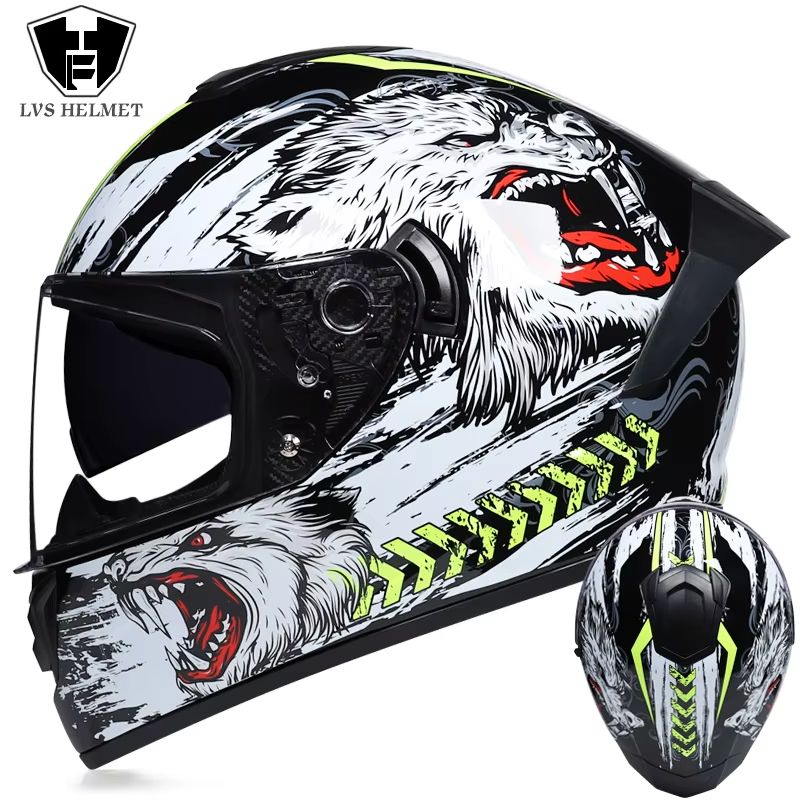 AllSeason FullFace Motorcycle Helmet With Double Visor Winter Warm Racing Protection 8