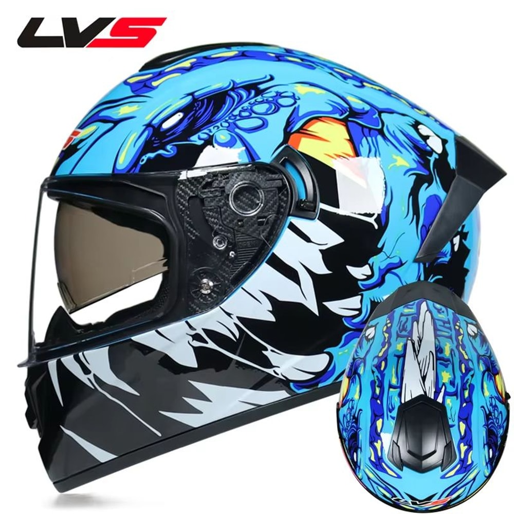 AllSeason FullFace Motorcycle Helmet With Double Visor Winter Warm Racing Protection 20