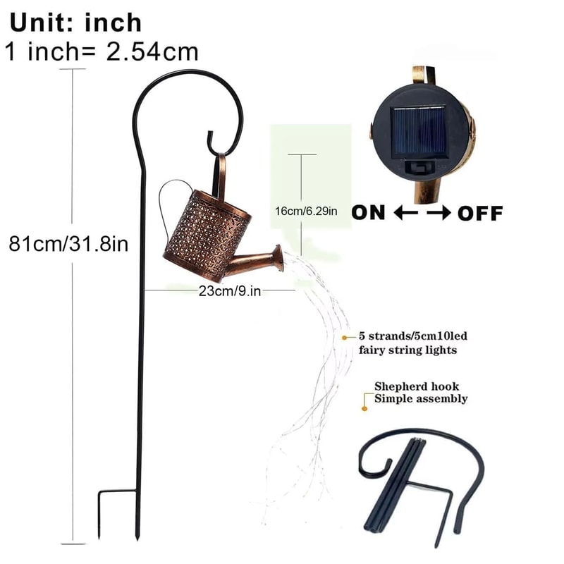 Solar Watering Can Light Waterproof Hanging Garden Lantern With Fairy LED Cascade 1