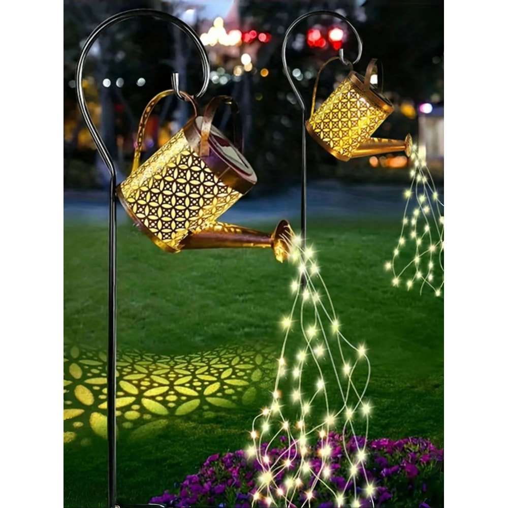 Solar Watering Can Light Waterproof Hanging Garden Lantern With Fairy LED Cascade 7
