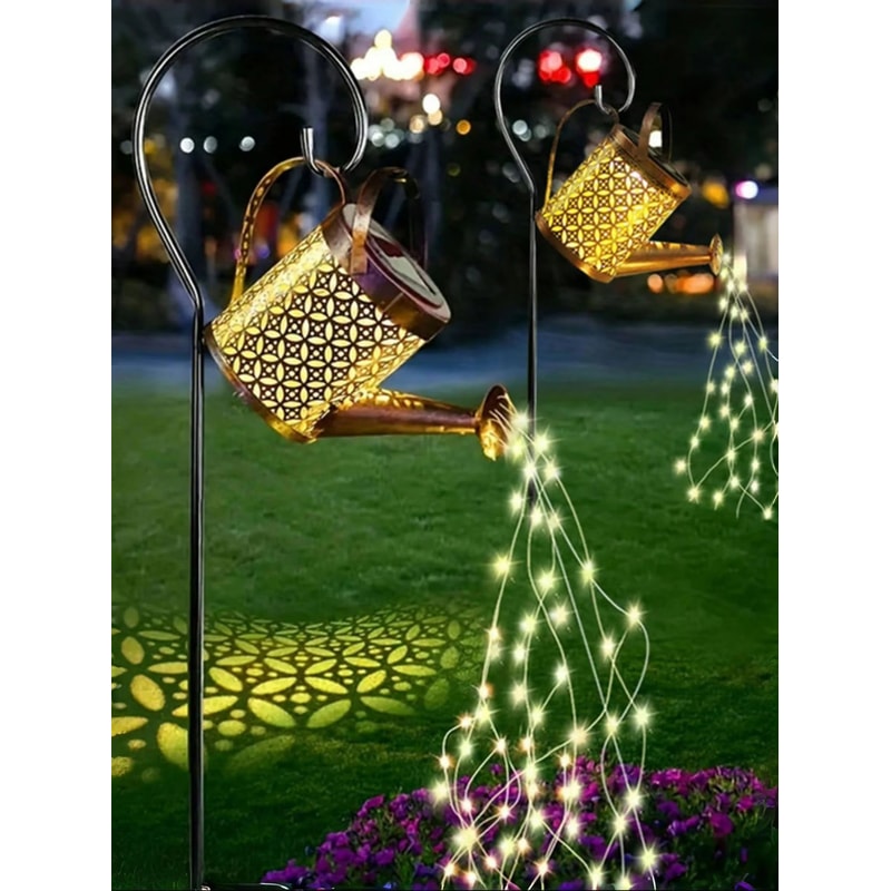 Solar Watering Can Light Waterproof Hanging Garden Lantern With Fairy LED Cascade 7