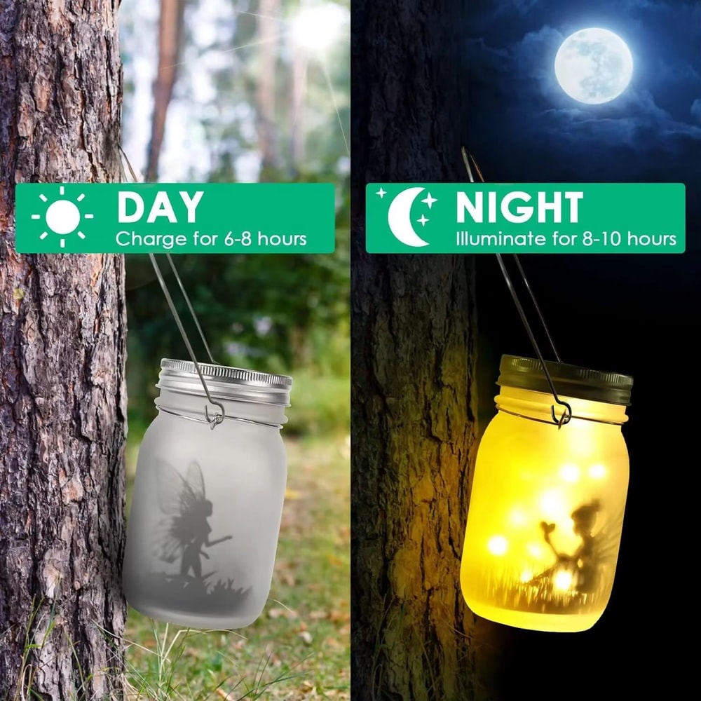 Solar Mason Jar Lantern Waterproof Hanging Fairy Light For Garden Patio Lawn Outdoor Decoration 2