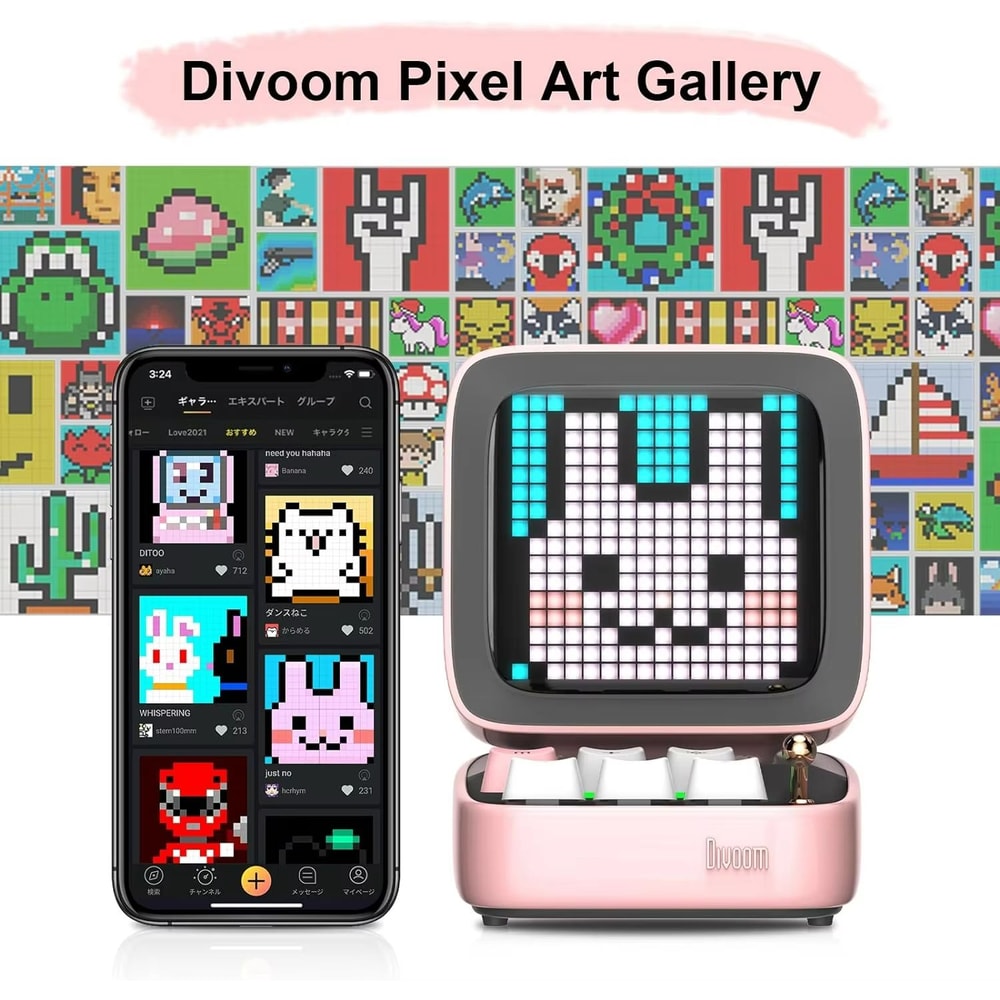 Ditoo Retro Bluetooth Speaker With Pixel Art Display Cute Portable Speaker Digital Clock 3