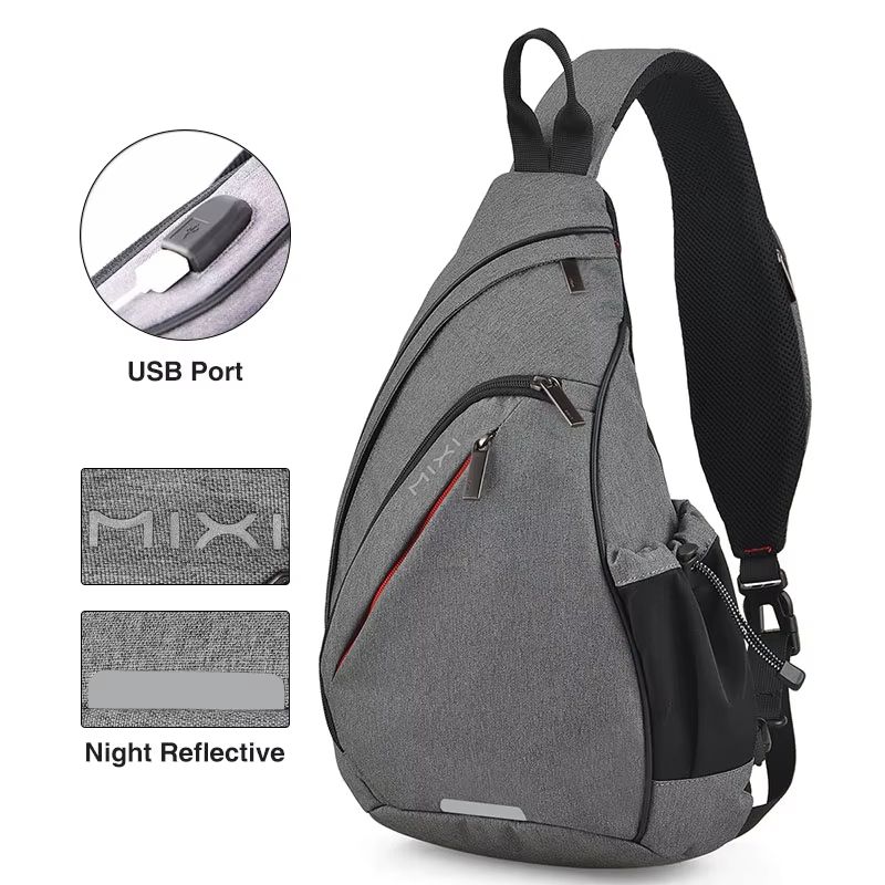 Mixi USB Sling Crossbody Backpack OneShoulder Sports Bag For Men Women Students Travel 1