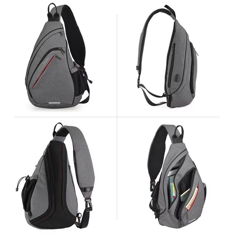 Mixi USB Sling Crossbody Backpack OneShoulder Sports Bag For Men Women Students Travel 2
