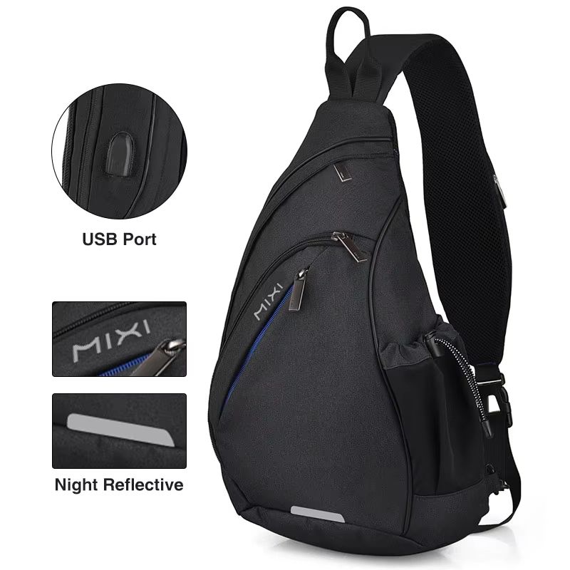 Mixi USB Sling Crossbody Backpack OneShoulder Sports Bag For Men Women Students Travel 6