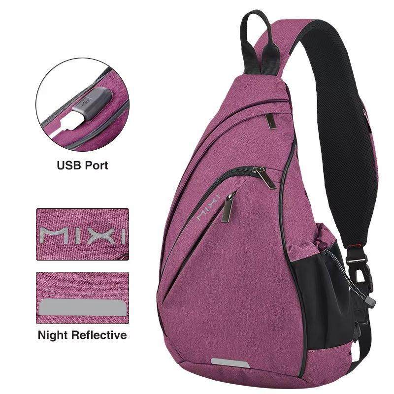 Mixi USB Sling Crossbody Backpack OneShoulder Sports Bag For Men Women Students Travel 9