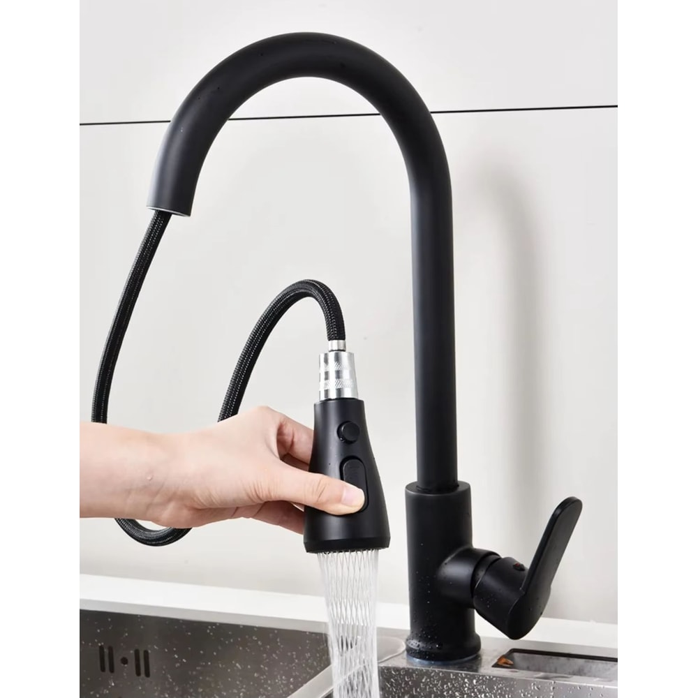 Brushed Nickel PullOut Kitchen Faucet DeckMounted Sink Tap With Stream Spray Modes For Hot And Co 15