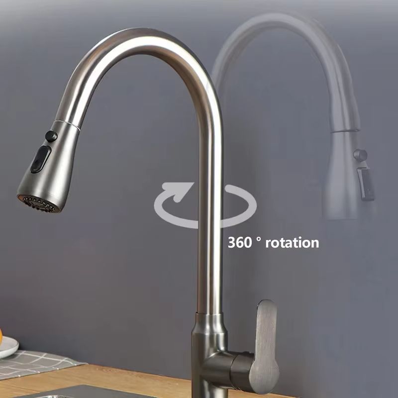 Brushed Nickel PullOut Kitchen Faucet DeckMounted Sink Tap With Stream Spray Modes For Hot And Co 3