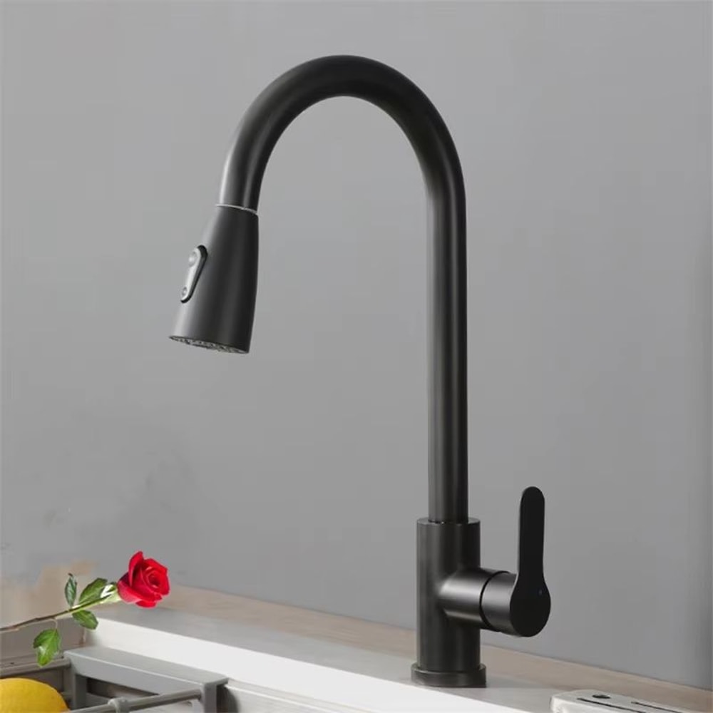 Brushed Nickel PullOut Kitchen Faucet DeckMounted Sink Tap With Stream Spray Modes For Hot And Co 8