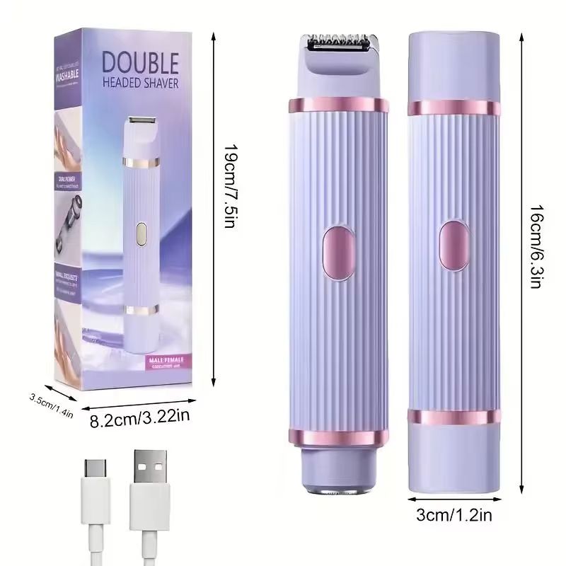 2 In 1 Womens Electric Shaver Portable Hair Remover For Face Eyebrows Legs Armpits Wet And Dry Use 2