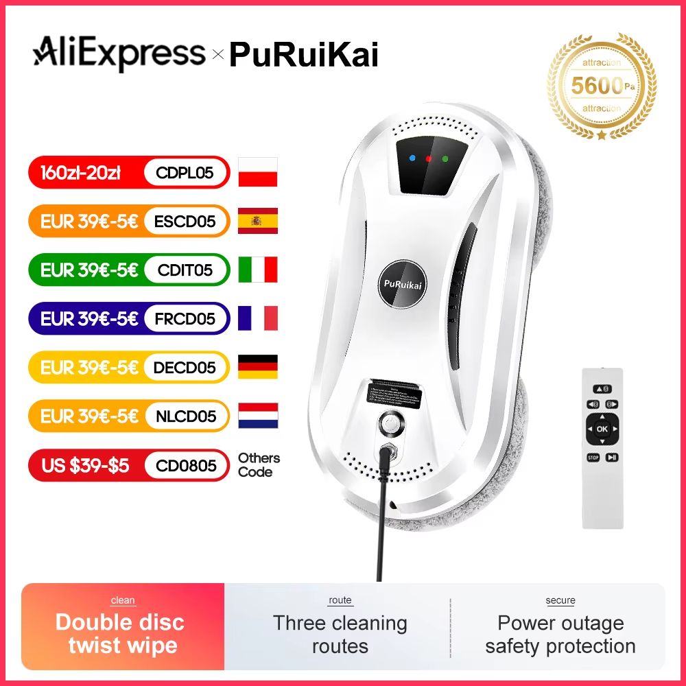 PuRuiKai Window Cleaning Robot Ultra Thin Glass Cleaner With Remote Control For Home Electric Smart 0