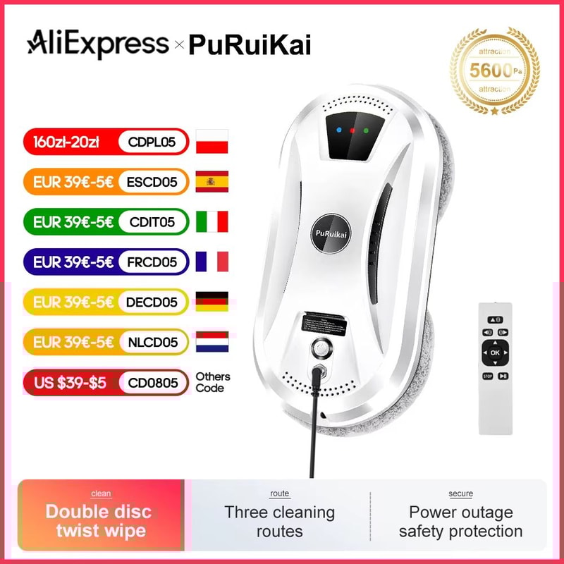 PuRuiKai Window Cleaning Robot Ultra Thin Glass Cleaner With Remote Control For Home Electric Smart 0