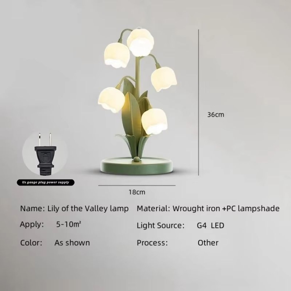 Vintage Floral Table Lamp With 5 Lily Shades G4 LED Nightstand Light For Bedroom Or Living Room In 6
