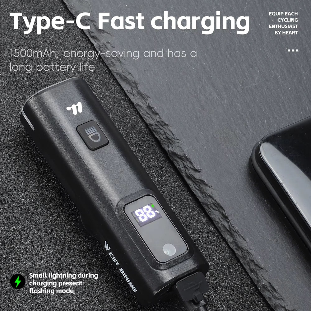 WEST BIKING Intelligent Bike Front Light 400 Lumens Smart Light Sensing Rechargeable Bicycle Headl 3