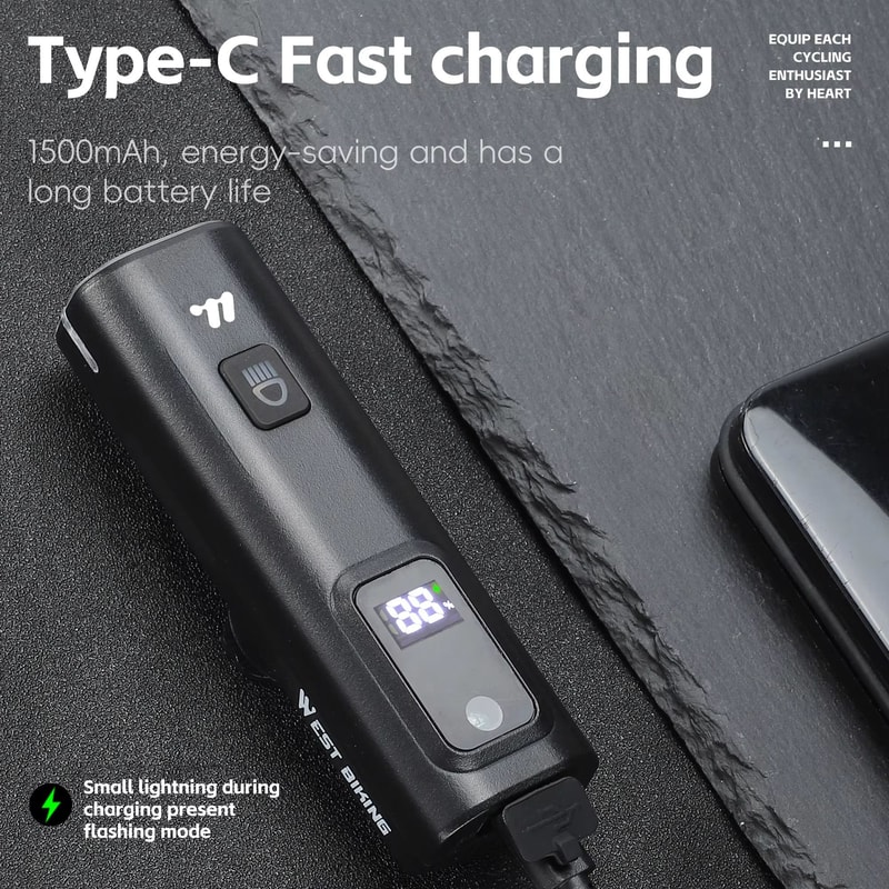 WEST BIKING Intelligent Bike Front Light 400 Lumens Smart Light Sensing Rechargeable Bicycle Headl 3