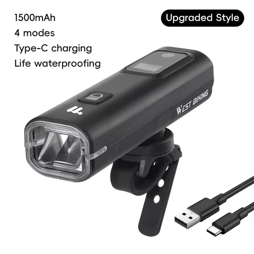WEST BIKING Intelligent Bike Front Light 400 Lumens Smart Light Sensing Rechargeable Bicycle Headl 7