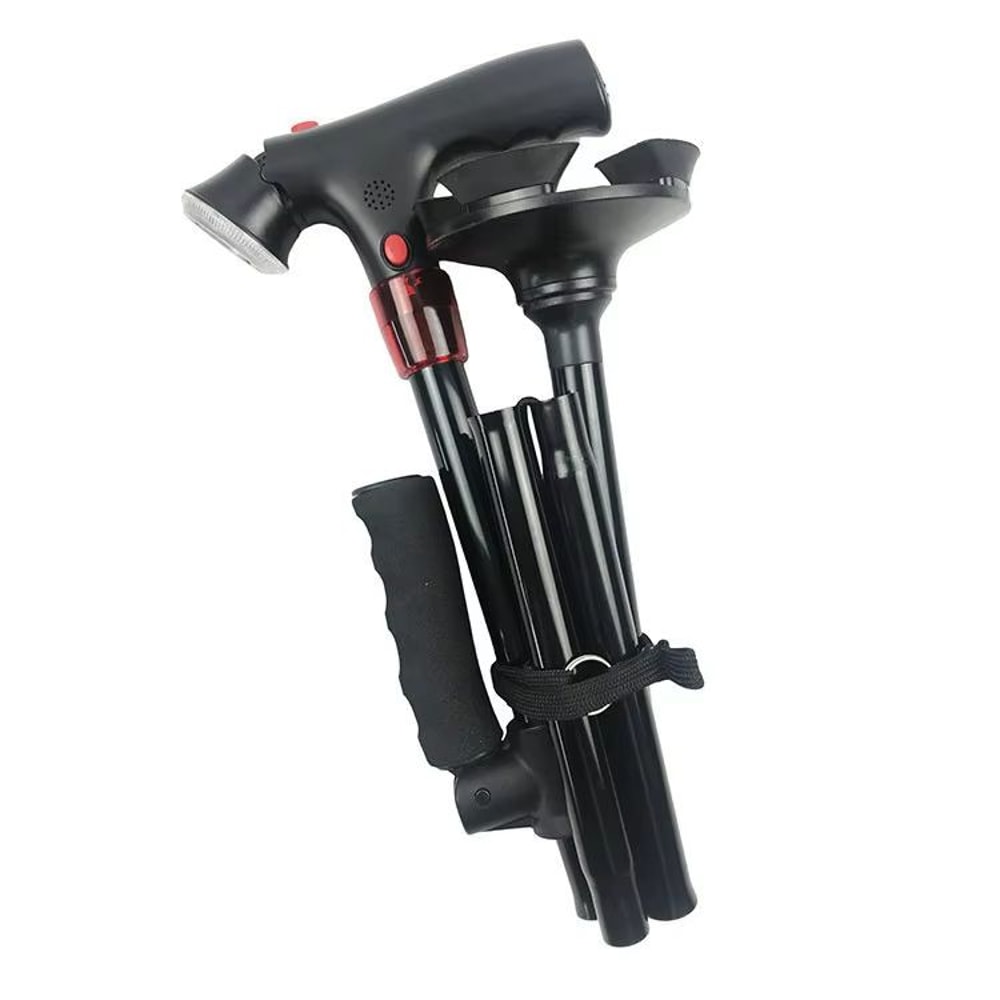 Collapsible Telescopic Walking Cane With LED Light And Alarm Folding Cane For Seniors With Adjusta 6