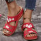 Elegant Bloom Leather Wedges Flower Embroidered Sandals For Everyday Summer Comfort 3