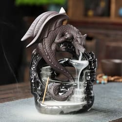 vintage dragon waterfall backflow incense burner | ceremonial ceramic decor