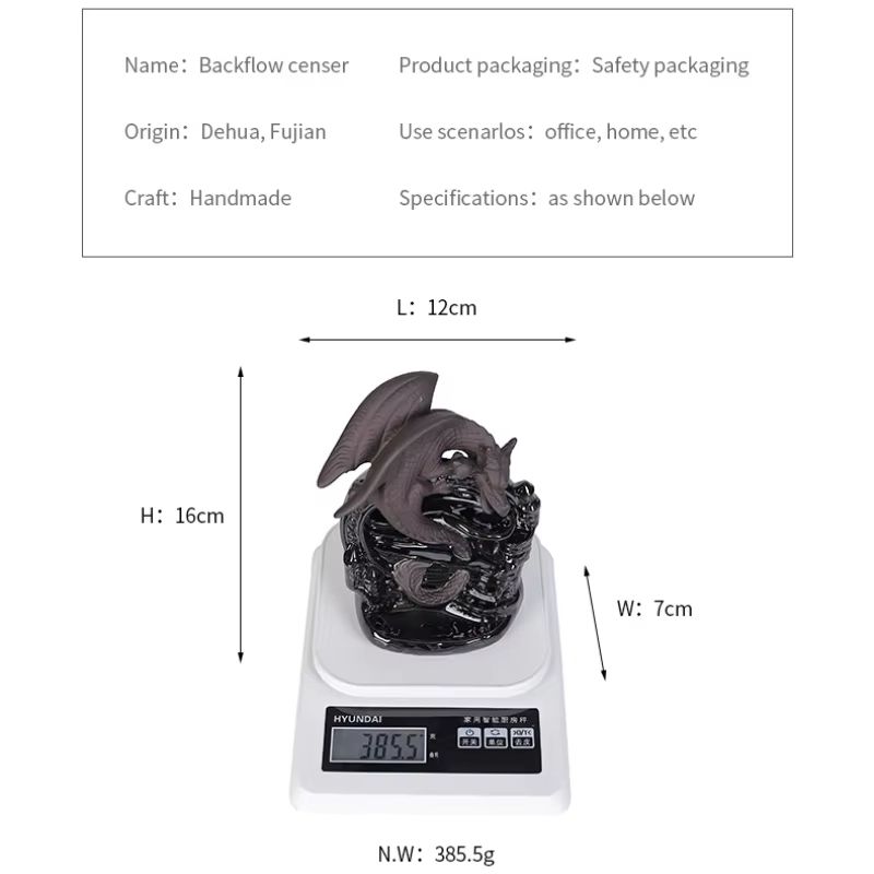 Vintage Dragon Waterfall Backflow Incense Burner Ceremonial Ceramic Decor 5