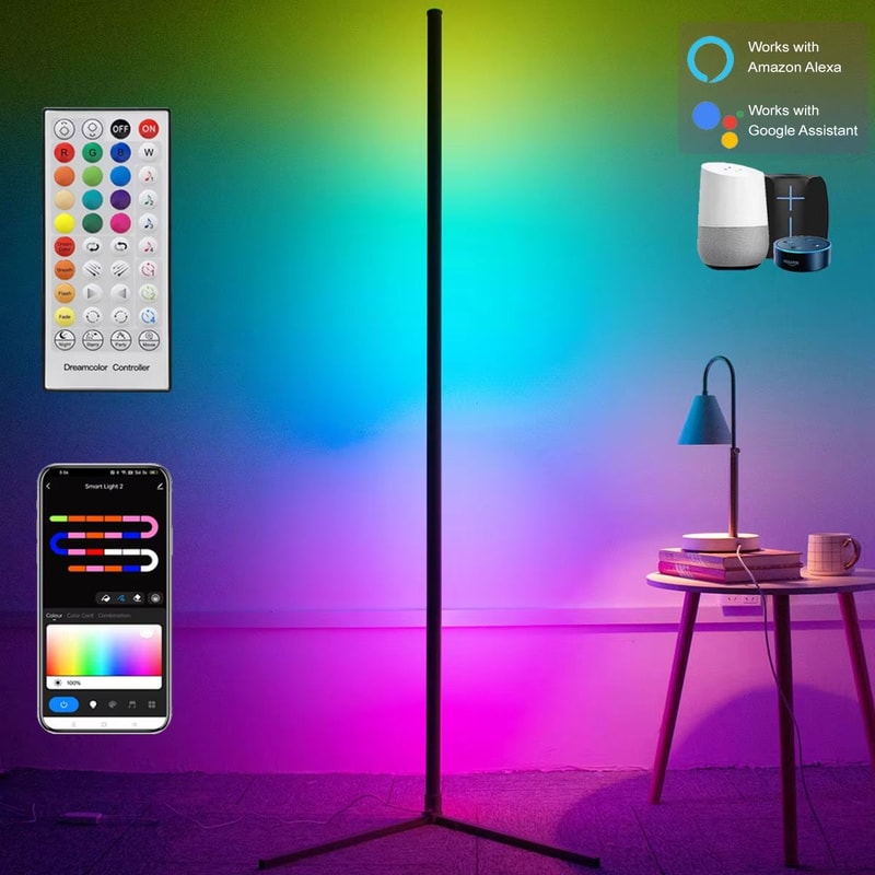 Smart Corner RGB Floor Lamp With Tuya And Alexa 160cm Dimmable Mood Lighting 0