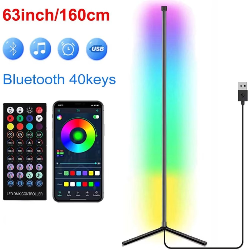 Smart Corner RGB Floor Lamp With Tuya And Alexa 160cm Dimmable Mood Lighting 7