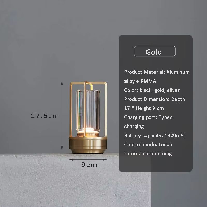 Elegant Rechargeable Touch Table Lamp Aluminum Alloy Body With Crystal Diffuser Portable Ambient D