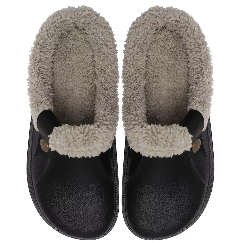 Cozy Waterproof Fur Clog Slippers Plush Indoor Outdoor Winter Shoes 1