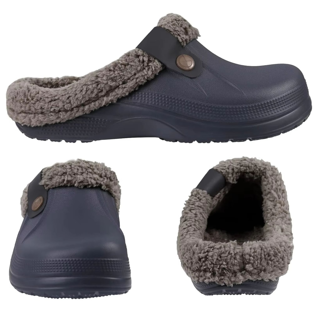 Cozy Waterproof Fur Clog Slippers Plush Indoor Outdoor Winter Shoes 2