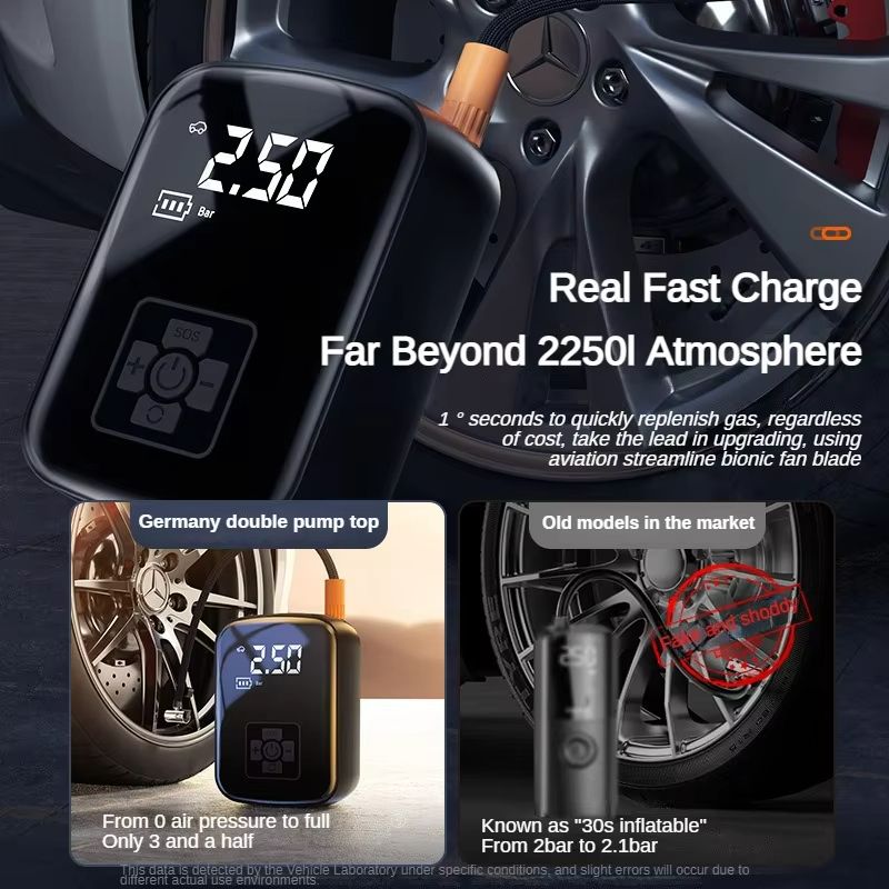 CompactGrip 150PSI Wireless Tire Pump Cordless 12V Portable Air Compressor 4