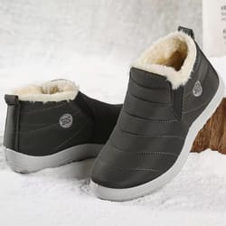 men's winter fur lined ankle boots waterproof warm snow shoes casual booties