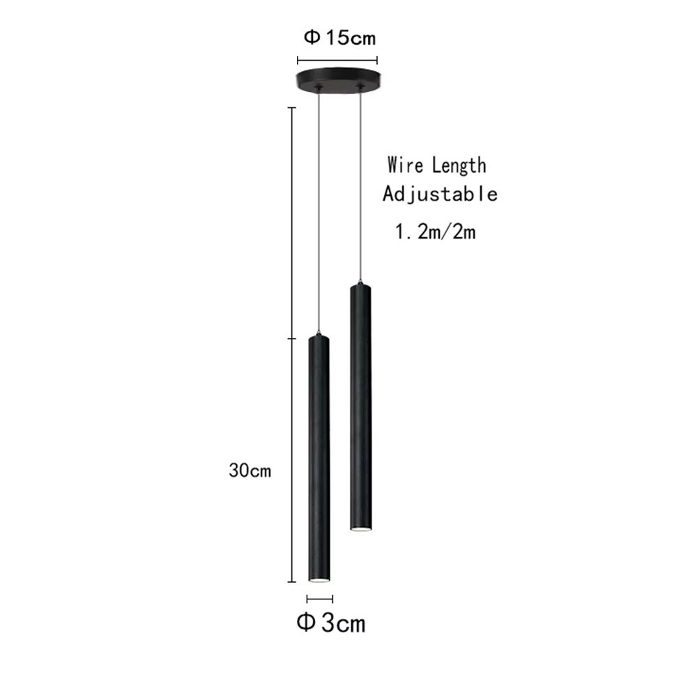 Modern Nordic LED Double Head Pendant Light Cylinder Pipe Line Chandelier 10