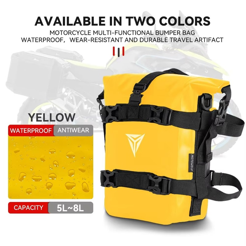 AdventureGuard 8L Waterproof Motorcycle Side Bag Crash Bar Saddle Tool Pack 10