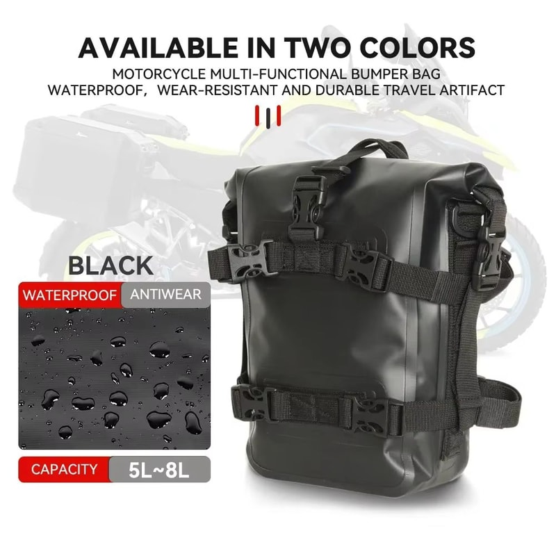 AdventureGuard 8L Waterproof Motorcycle Side Bag Crash Bar Saddle Tool Pack 7