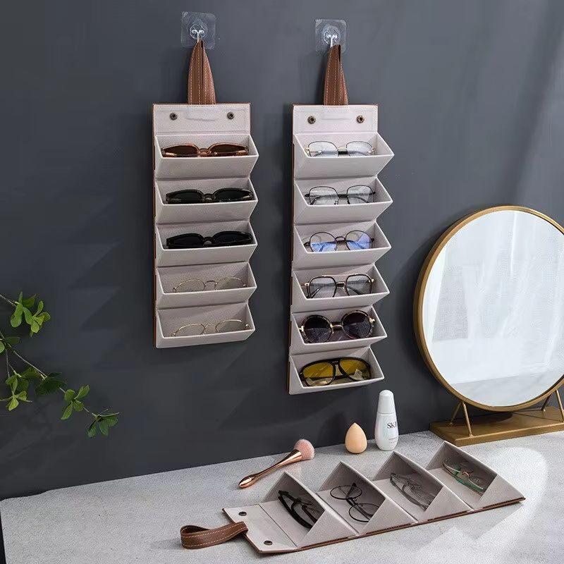 Elegant PU Leather Multi Grid Glasses And Jewelry Organizer Box 3